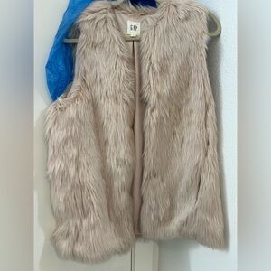GAP Blush Faux Fur Open Vest